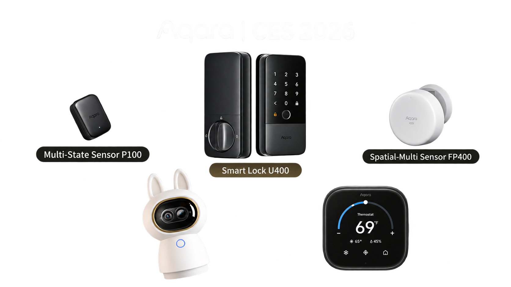 Aqara CES 2026 product lineup centered on the Smart Lock U400