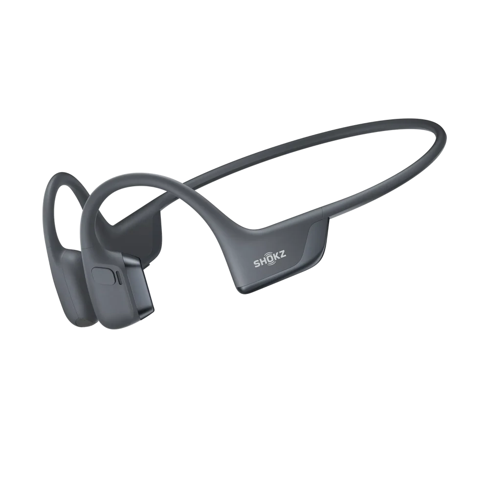 Shokz OpenRun Pro 2 black open-ear headphones, side view
